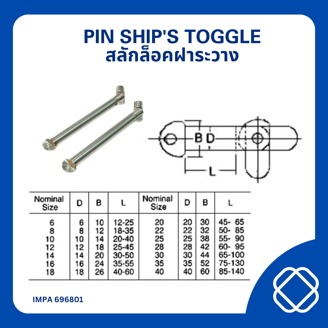 SHIP'S TOGGLE PIN, A TYPE (สลักล็อกฝาระวาง)