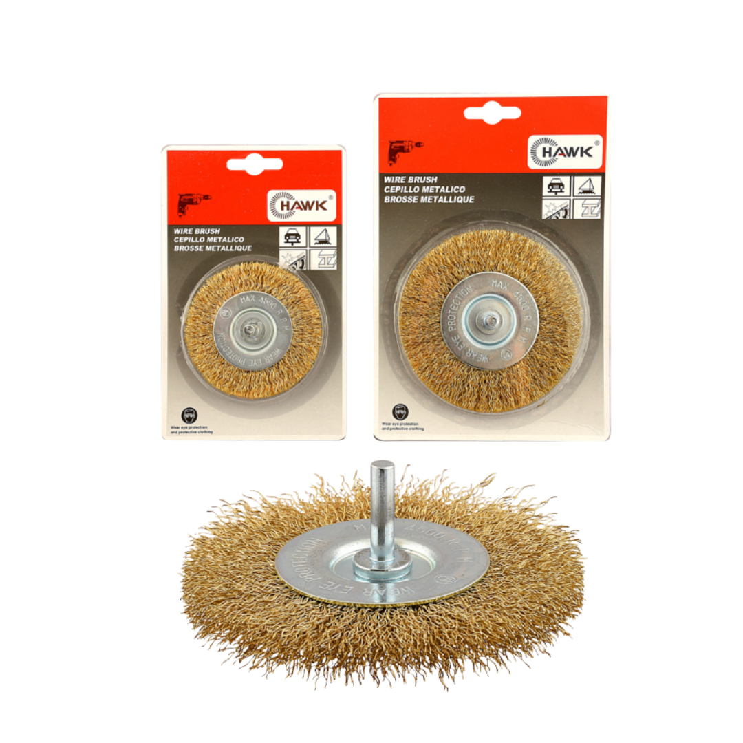 HAWK แปรงลวดกลมบางมีแกนสีทองแผงโชว์