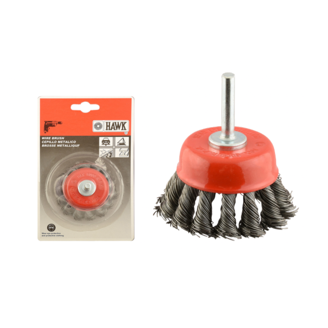 HAWK แปรงลวดถ้วยลวดเกลียวมีแกน