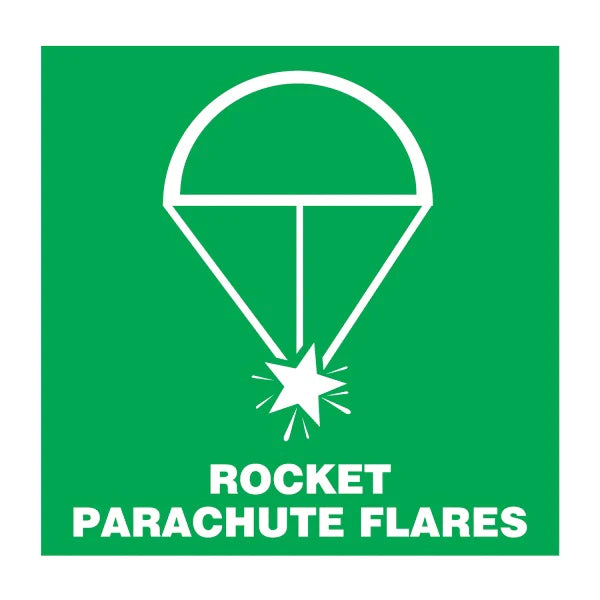 SAFETY SIGN ROCKET PARASHUTE FLARES 150x150 MM