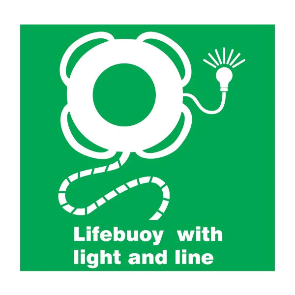 Liftbuoy with light and line 150 x 150 mm.