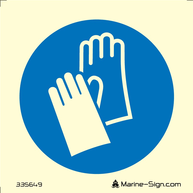 SIGN SELF ADHESIVE #5649 150x150 MM , WEAR GLOVES