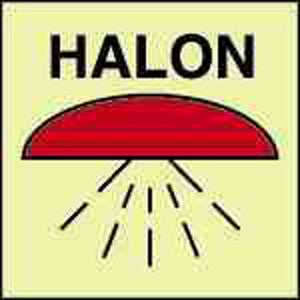 FIRE CONTROL SIGN SPACE PRTCTD BY HALON 1301 150x150 MM