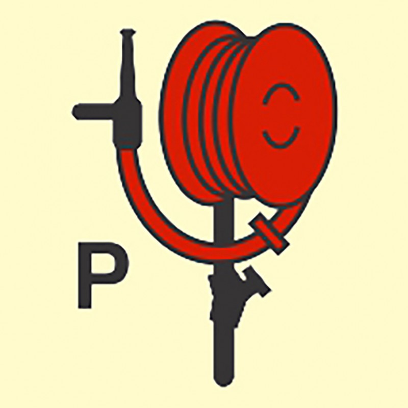 FIRE CONTROL SIGN POWDER HOSE AND HAND GUN 150x150 MM