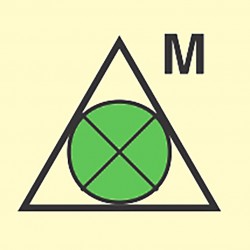 FIRE CONT SYMBOL, 150 x 150 MM, RMT. VENT SHUT-OFF FOR MACH'N SPACE