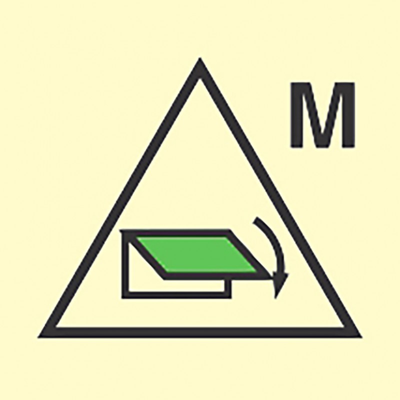 FIRE CONT SYMBOL, 150 x 150 MM, RMT. CONT'L FOR CLOSING DEVIVE FOR MACH'N SPACE