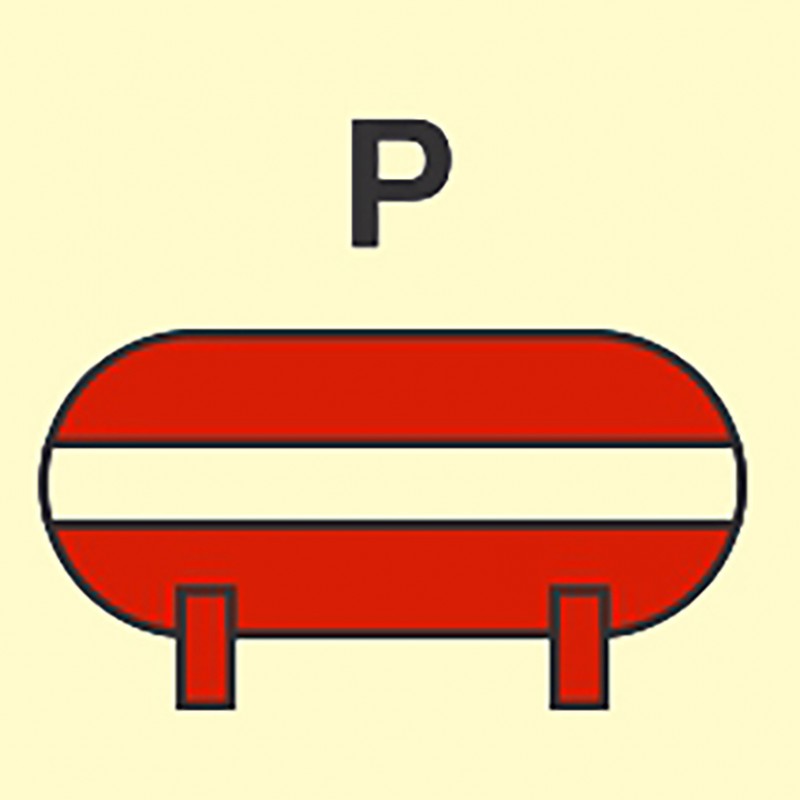 FIRE CONT SYMBOL, 150 x 150 MM, FIXED POWDER FIRE EXT' INST'