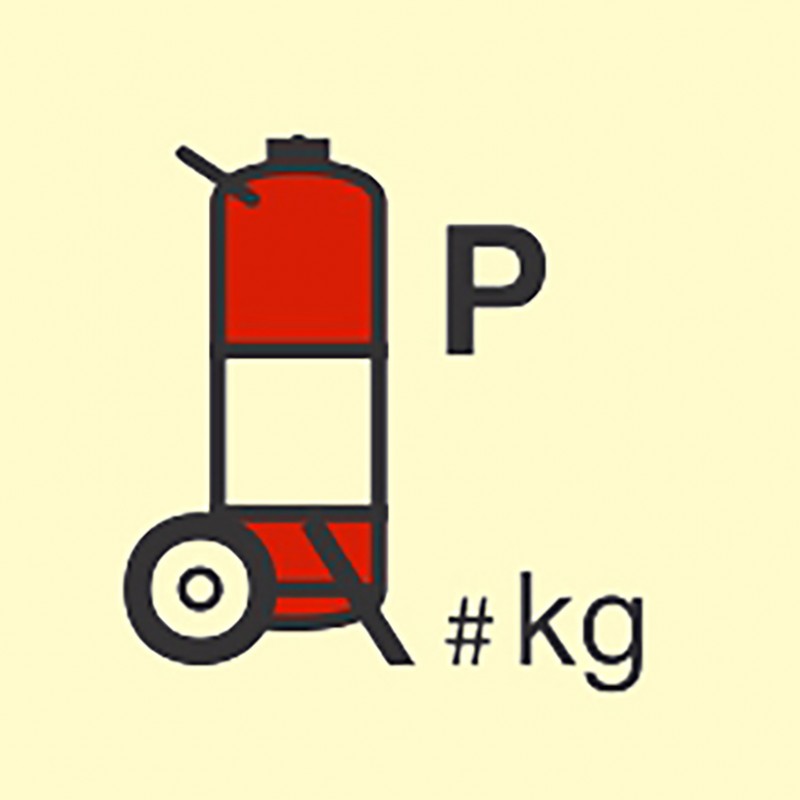 FIRE CONT SYMBOL, 150 x 150 MM, POWDER WHEEL FIRE EXT'