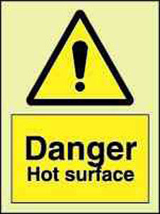 HAZARD SIGN DANGER HOT SURFACE 200 x 150 MM
