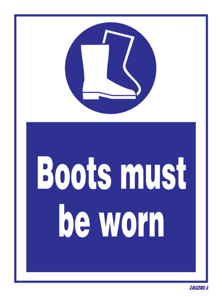 SIGN WHITE VINYL SELF ADHESIVE #5725 200x150 MM , BOOTS MUST BE WORN