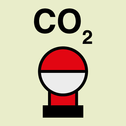 FIRE CONT SYMBOL, 150 x 150 MM, CO2 BOTTLE IN PROTECTED AREA