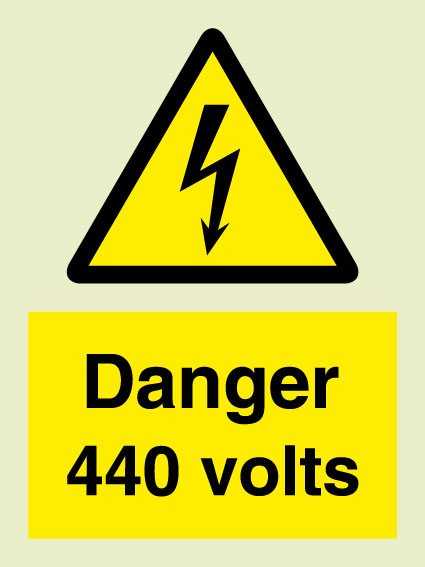 SIGN WHITE VINYL SELF ADHESIVE #7614 200x150 MM, DANGER 440 VOLTS
