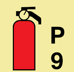 FIRE CONTROL SIGN 9 KG POWDER FIRE EXTINGUISHER 150x150 MM