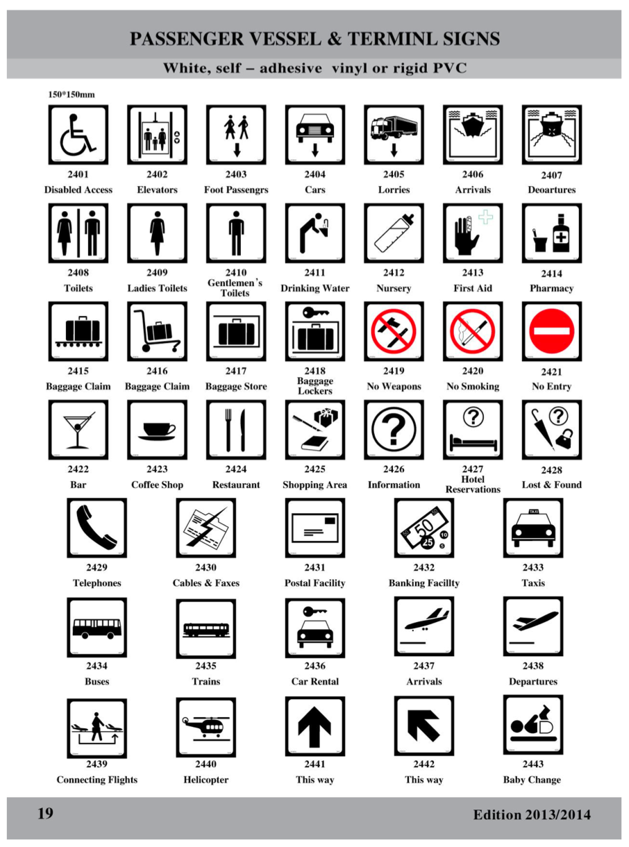 PASSENGER VESSEL & TERMINAL SIGNS