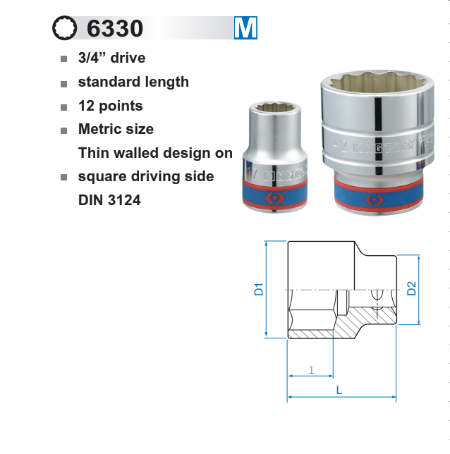 ลูกบ๊อก สั้น สีขาว รู 3/4” 12p