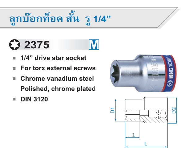 ลูกบ๊อกท็อค สั้น รู 1/4”