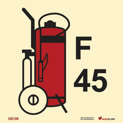 FIRE CONTROL SIGN 45 KG WHEELED Foam FIRE EXTINGUISHER 150x150 MM