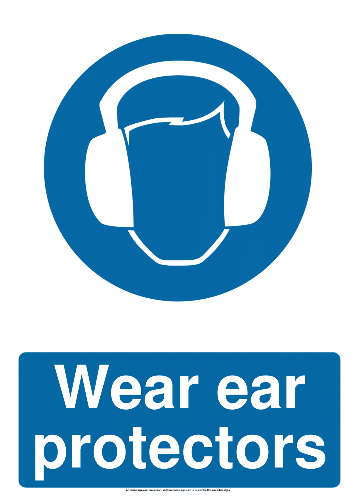 SIGN WHITE VINYL SELF ADHESIVE #5722 200x150 MM , WEAR EAR PROTECTION