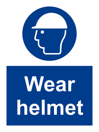 SIGN WHITE VINYL SELF ADHESIVE #5709 200x150 MM , WEAR HELMET