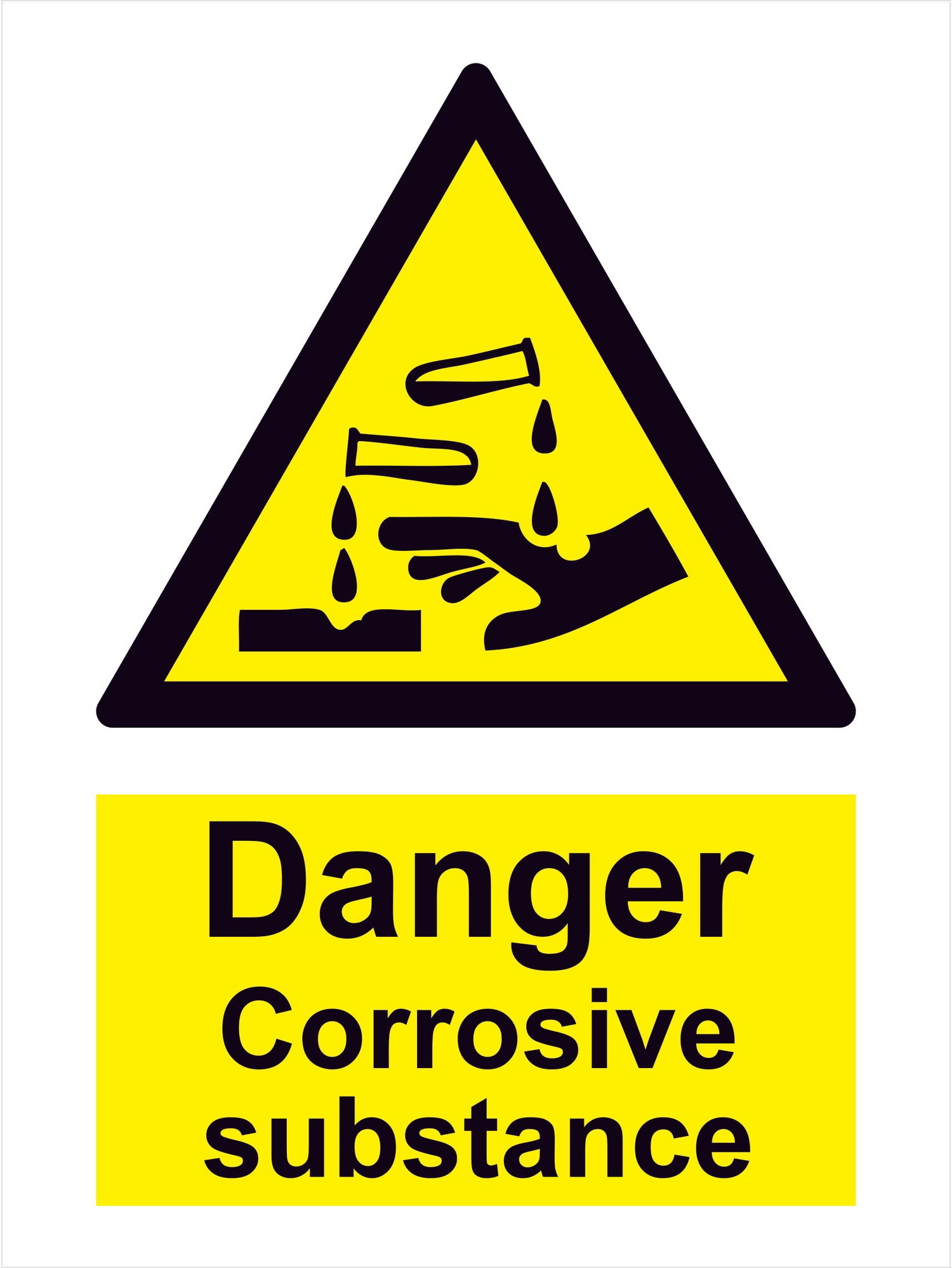 SIGN WHITE VINYL SELF ADHESIVE #7596 200x150 MM, CORROSIVE SUBSTANCE