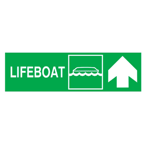 DIRECTION SIGN LIFEBOAT/ ARROW UP 100x300 MM