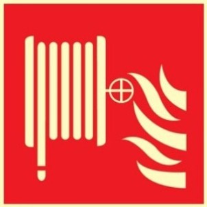 FIRE EQUIPMENT SIGN (RED) FIRE HOSE REEL 150x150 MM