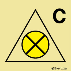 FIRE CONT SYMBOL, 150 x 150 MM, - Remote ventilation shutoff for cargo spaces