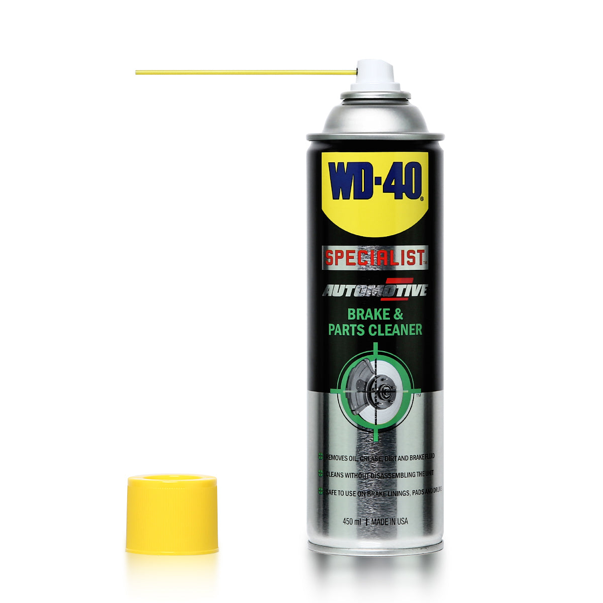 WD-40 AUTOMOTIVE สเปรย์ล้างเบรค (Break&Parts Cleaners) ขนาด 450 มิลลิลิตร ใช้ล้างขจัดคราบน้ำมันเบรค จาระบี และสิ่งสกปรก (ดับบลิวดี สี่สิบ ออโตโมทีฟ)